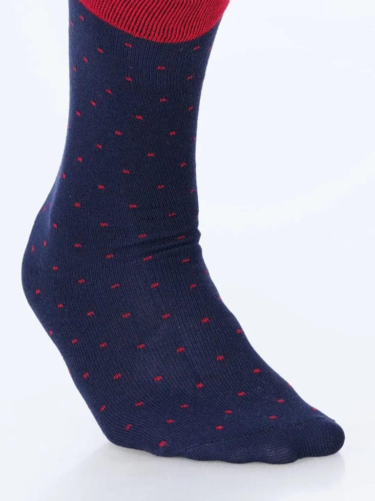 Cotton Rich Designer Socks for Men and Women - Polka Dots (Navy Blue) view 6