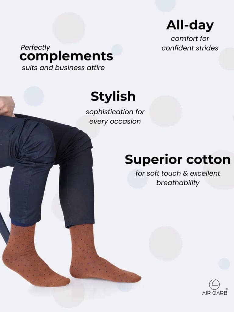 Cotton Rich Designer Socks for Men and Women - Polka Dots (Navy Blue) view 7