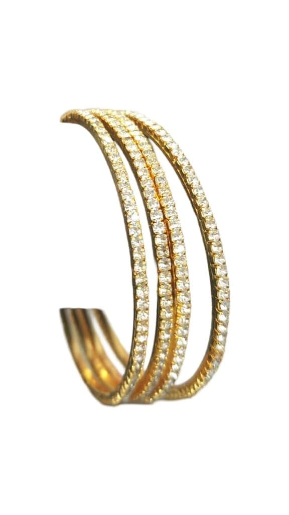 Gold Plated Cubic Zirconia Bangle Set of 4 view 3
