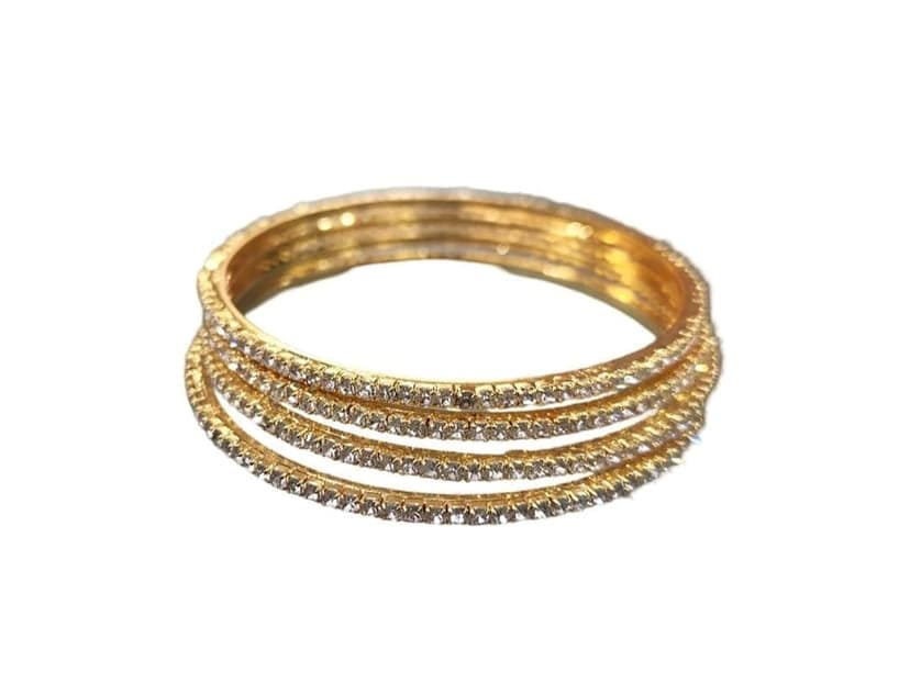 Gold Plated Cubic Zirconia Bangle Set of 4 view 4