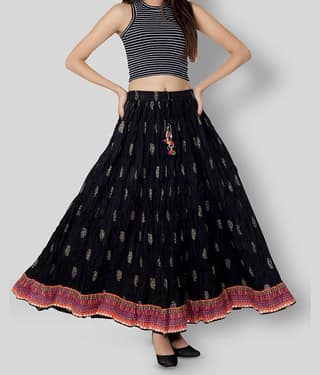FABRR - Black Cotton Women's A-Line Skirt ( Pack of 1 )