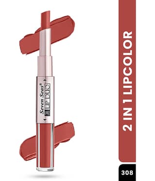 Seven Seas 2in1 Full Coverage Comfortable Lipstick + Liquid Lipstick (Medium Carmine)