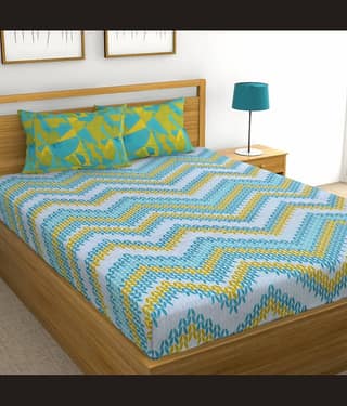 ABHACLOTHO Cotton 1 Double Bedsheet with 2 Pillow Covers ( Green )