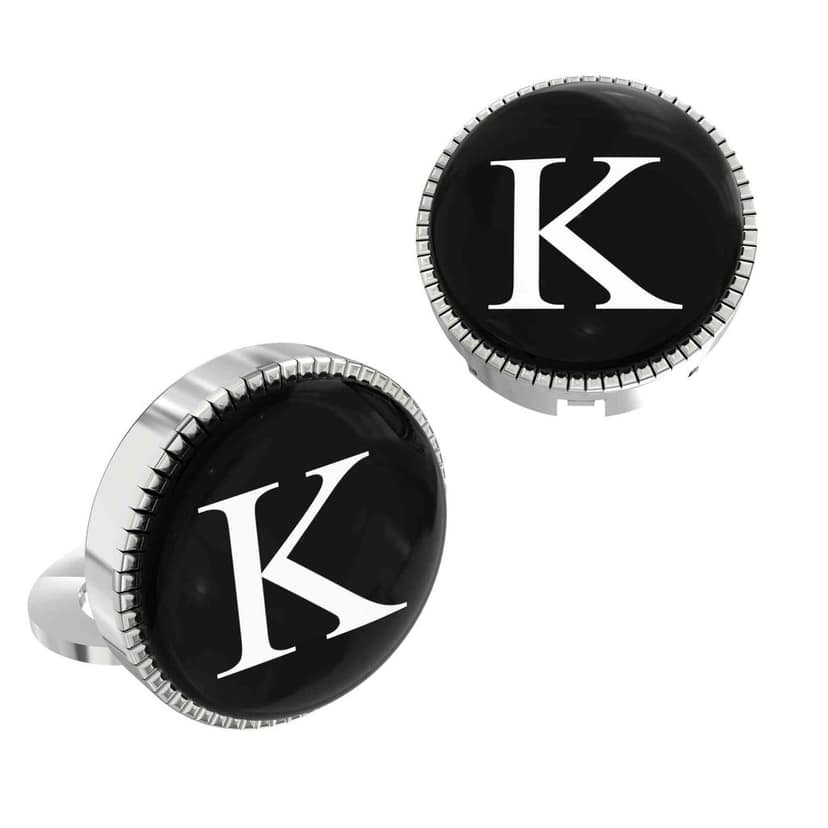The Smart Buttons - Shirt Button Cover Cufflinks for Men - Personalized Initials - K view 2