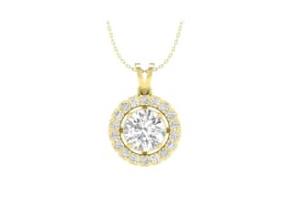 Round Halo Solitaire Necklace