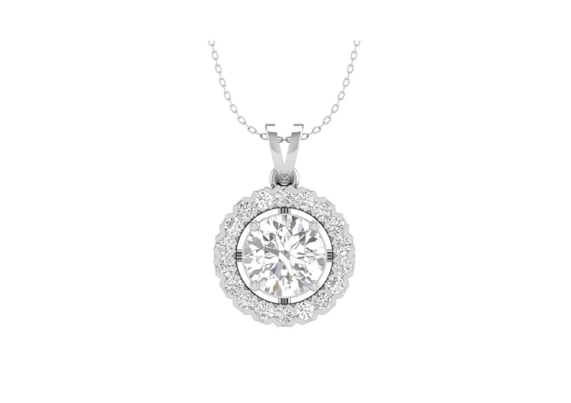 Round Halo Solitaire Necklace view 2