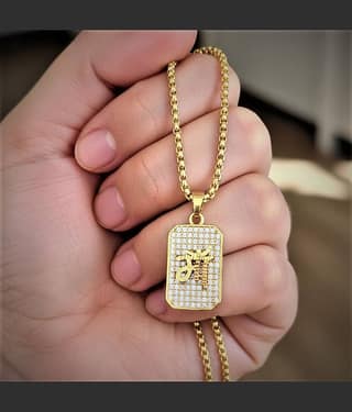 Charms Gold Religious Pendant With Chain ( Pack of 1 )