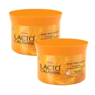 Lacto Calamine Vitamin C Sugar Body Scrub |200 g X 2 | Gentle Body Exfoliator | Body Scrub for Healthy & Glowing Skin | Vitamin C, Sugar & Grape Seed Extract Removes Tan & Dead Skin Cells Lacto Calamine Vitamin C Sugar Body Scrub |200 g X 2 | Gentle Body