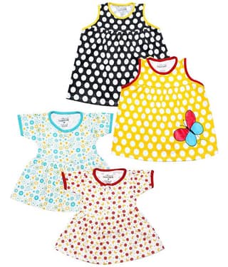 Babeezworld Baby Girls 100% Cotton Frocks ( Multi )