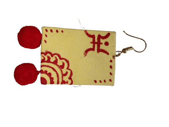 handmade yellow & red earrings view 3