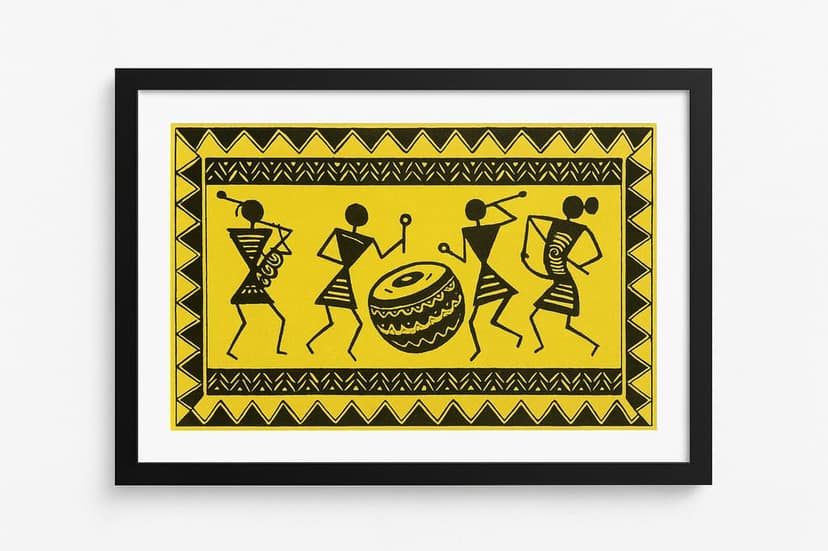 Varli Art : Golden Yellow Wall Art view 2