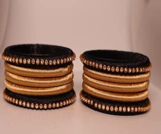 Elegant Black & Gold Embellished Bangles