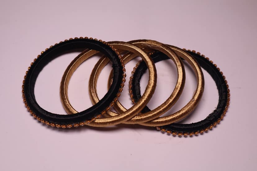 Elegant Black & Gold Embellished Bangles view 4