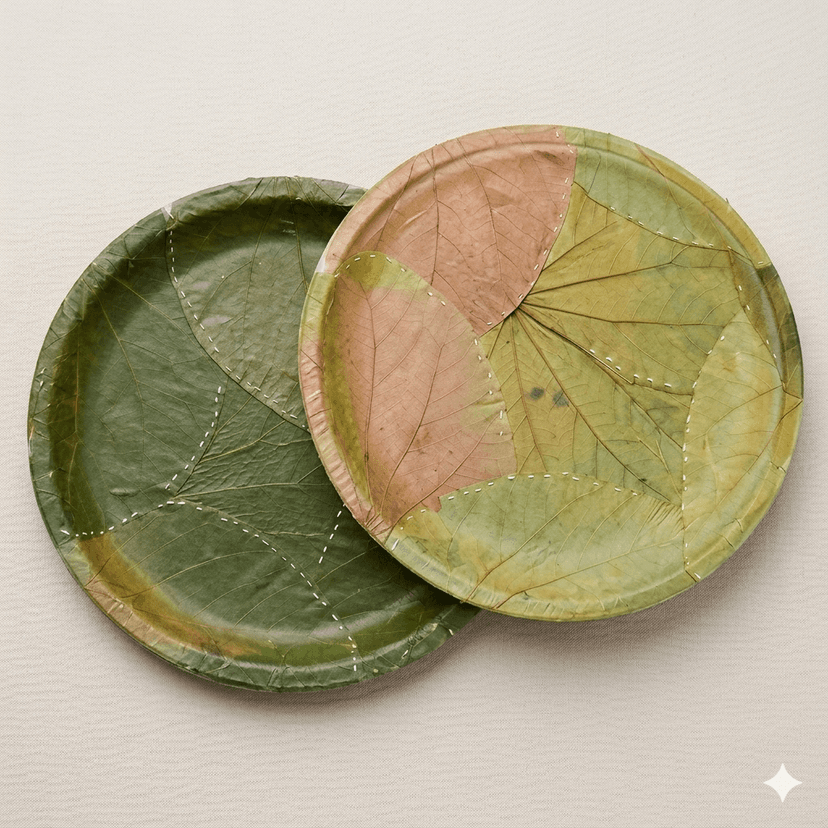 10-Piece Traditional Pattal Plate Set | Eco-Friendly Handcrafted Leaf Dining Plates for Festive & Daily Use