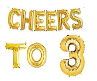 Partyzon Gold Cheers to Birthday Foil Balloon Combo Party Decoration for Anniversary Celebration 16 Inches