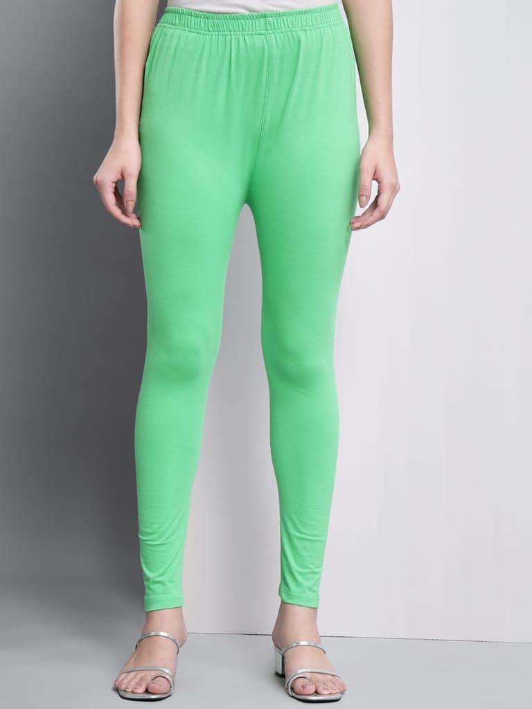 SOFT COLORS Women's Skinny Fit Ethnic Wear Ankle Length Leggings (Pista Green) view 2