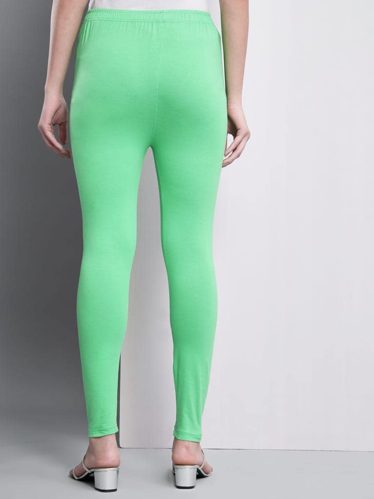 SOFT COLORS Women's Skinny Fit Ethnic Wear Ankle Length Leggings (Pista Green) view 5