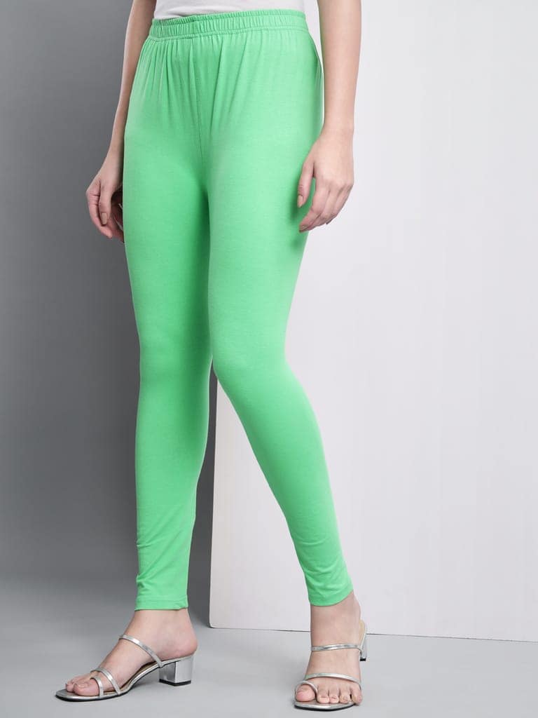 SOFT COLORS Women's Skinny Fit Ethnic Wear Ankle Length Leggings (Pista Green) view 6