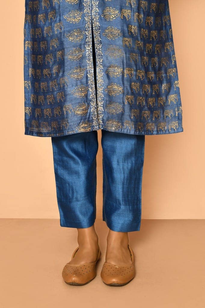 Topaz handloom cotton silk kurta set view 7