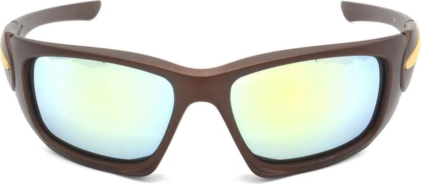 HRINKAR Unisex Sports Sunglasses Brown & Golden Frame, Silver & Brown Lens (Medium) - Pack of 2 view 2