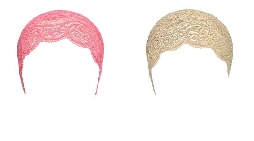 Girls and Womens Hijab Cap Hijab Headband, Under Hijab Scarf Pink and Light Beige Naqab Head Scarf (2 pcs)