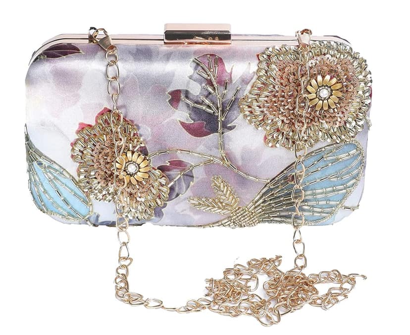 Womens Hand Embroided beaded Clutch Cum Sling bag view 2