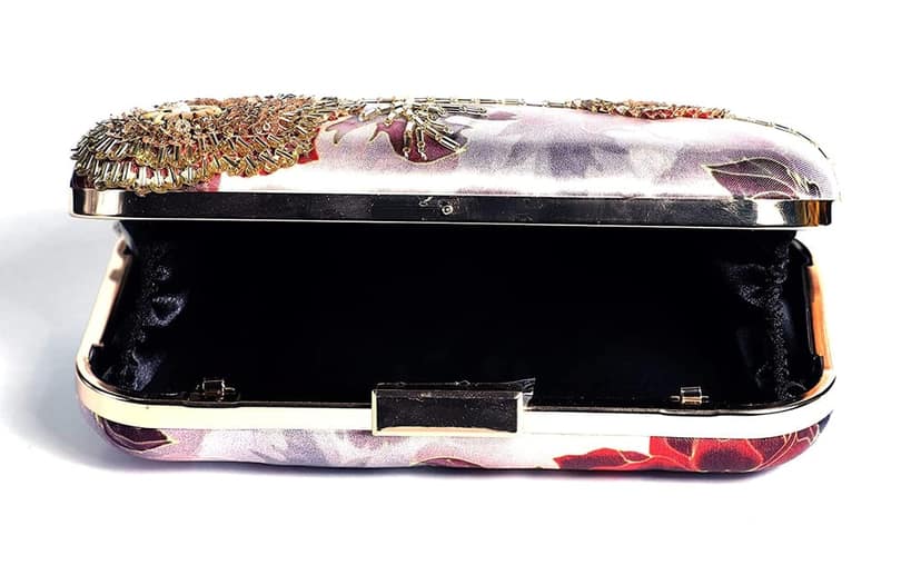 Womens Hand Embroided beaded Clutch Cum Sling bag view 4