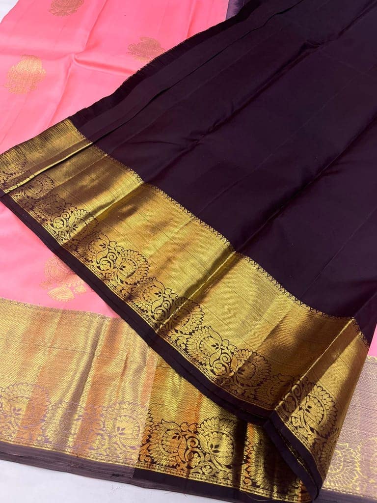 Baby Pink Color Pure Silk Saree Has Jhumka & Mango Butta Design with Unstitched Blouse view 3