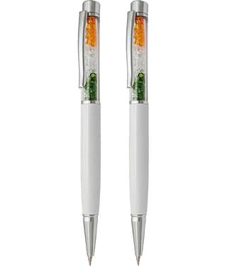 UJJi Tiranga Cristal Filled Metal Body Twist Mechanism (Blue Ink) Pack of 2 Ball Pen