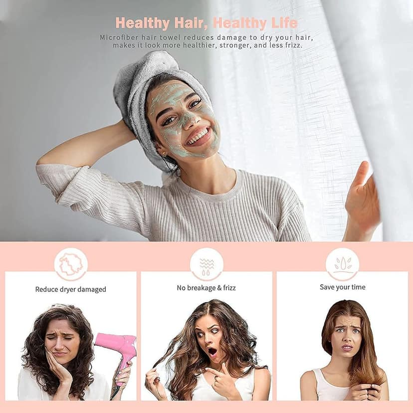 Valencia Quick Turban Hair Drying Absorbent Premium Microfiber Towel/Dry Shower Caps/Bathrobe Hat/Magic Hair Wrap for Women(Multi Color)(Set of 1) view 2