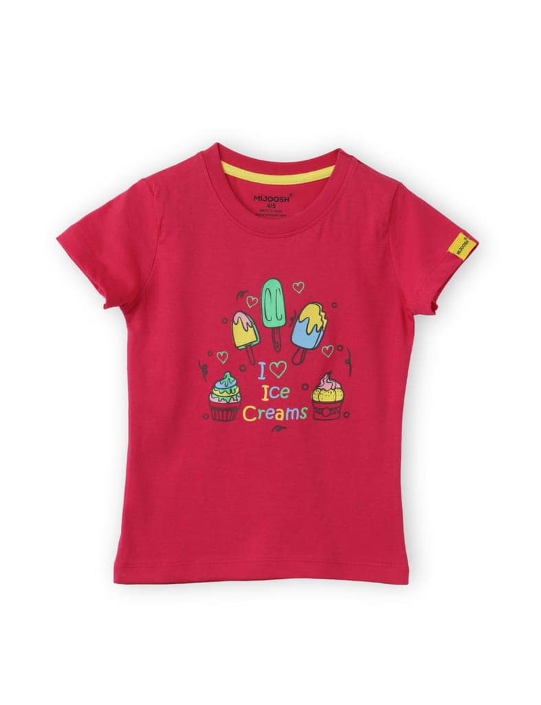 Girls T-Shirt Patina Green / Bright Rose Pink, Soft Cotton, Ages 2-6 (2pcs pack) view 4