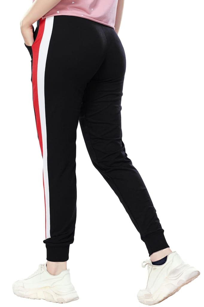 ZEYO Women's Joggers Side Striped Green Regular Fit Track Pant view 3