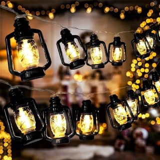 SPARKWORLD 2 m 10-LED Black Lantern String Lights Battery-Powered Warm White Decorative Lights for Home, Diwali, Christmas & Parties (Pack of 1) | Colour: Lantern Ladi