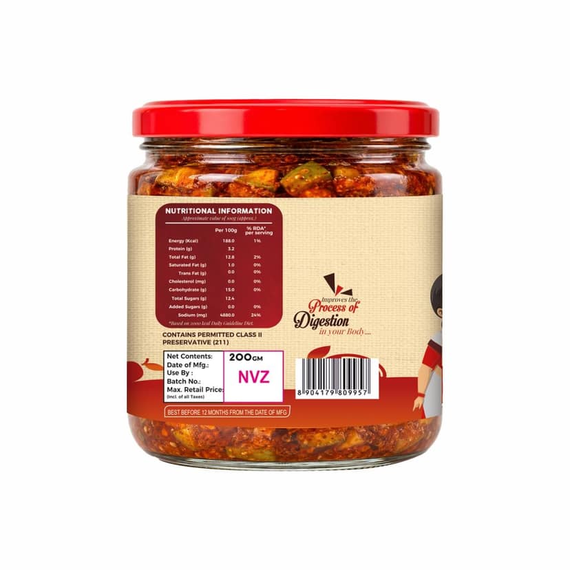 SM Freshy Mango Pickle (Aam ka Achar) 200g | Traditional Indian Mango Pickle with Mustard Oil & Authentic Spices view 2