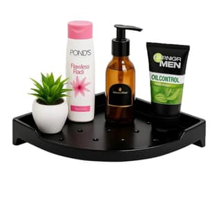 Black Corner Wall Shelf 12 inch Unbreakable Abs Ceramic Finish (RB-134)