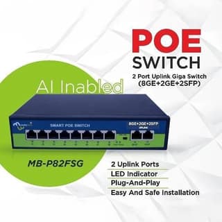 Poe Ai (8Ge+2Ge+1Sfp) Over Ethernet Switch Full Giga Port, 802.3Af/At Poe+ 1000Mbps, 150W Built-In Power, Extend To 250Meter, Unmanaged Metal Plug And Play