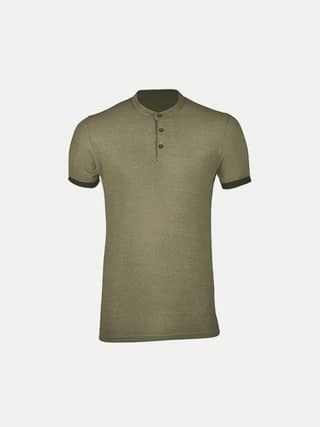 Men Solid Tees Henley Neck- Olive Colour
