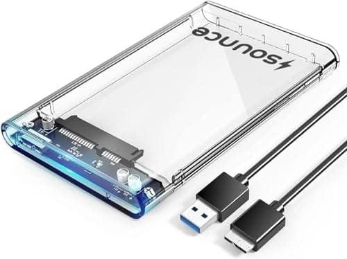 Sounce 2.5" SATA SSD Enclosure Case, USB 3.0 to SATA Tool-Free External Hard Disk Case with Fast Transfer Speed Up to 5 Gbps & Up to 6TB Storage Capacity Compatible with 2.5 SSD / HDD view 2