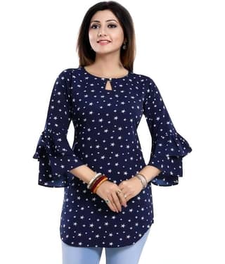 Hemang Fashion Women's Crepe Regular Top ( Black )