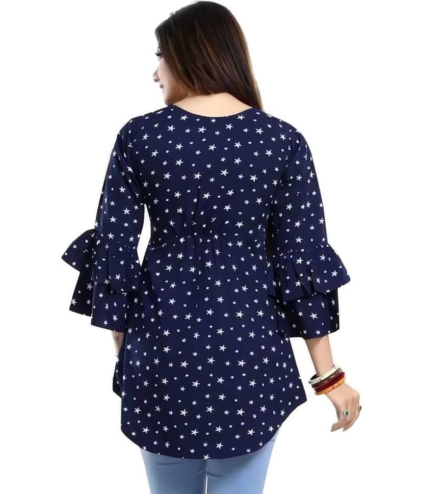Hemang Fashion Women's Crepe Regular Top ( Black ) view 2