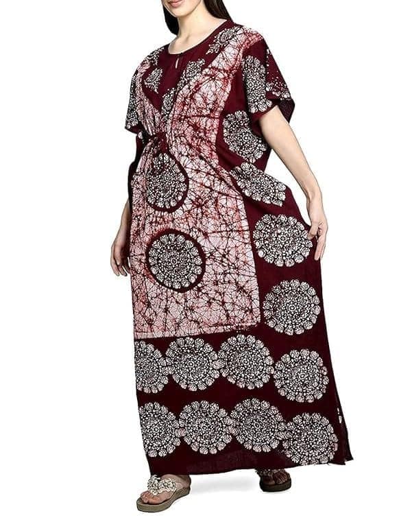Ukal Cotton Regular Printed Round Neck Floor Length Nighty Night Gown Maxi view 2