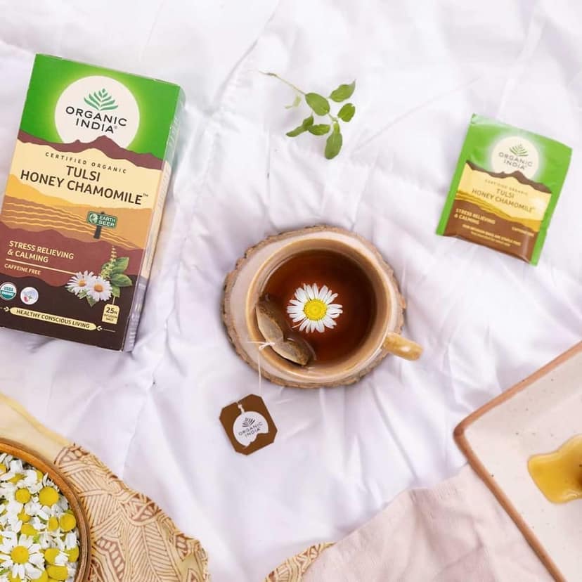 Organic India Tulsi -Pack of 25 Tea Bags (40 grams,Honey Chamomile) view 3