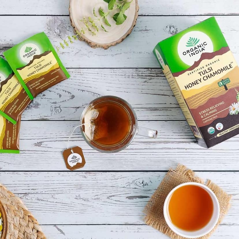Organic India Tulsi -Pack of 25 Tea Bags (40 grams,Honey Chamomile) view 4