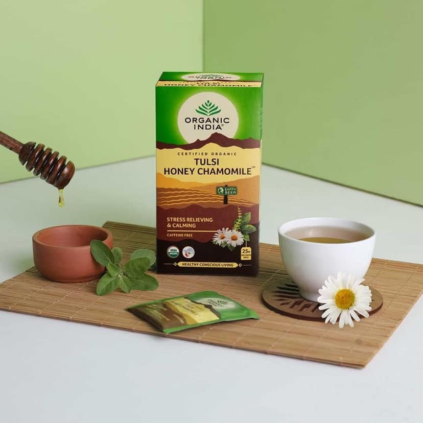 Organic India Tulsi -Pack of 25 Tea Bags (40 grams,Honey Chamomile) view 5