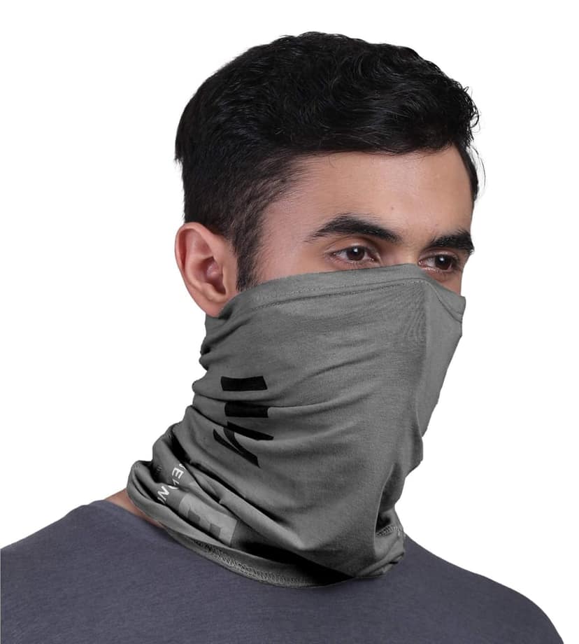 FREECULTR Unisex Bamboo Bandana, Anti Microbial Super Soft & Comfort Fit, Breathable Multipurpose Headband, Face Mask for Dust Protection and Sun - Printed Pack of 2-Charcoal,Pilot Blue view 2
