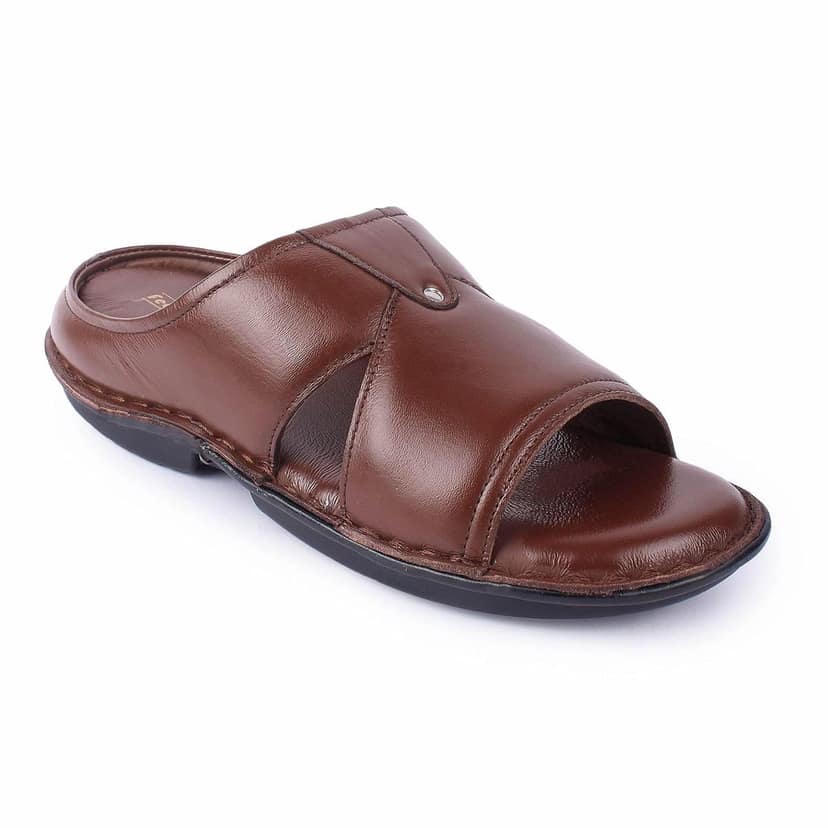 FEATHER LEATHER Men's Genuine Leather Comfortable & Fashionable Sandals & Slippers | Casual Indoor/Outdoor/Chappal | Flat Flip Flops Slippers With Strap view 8