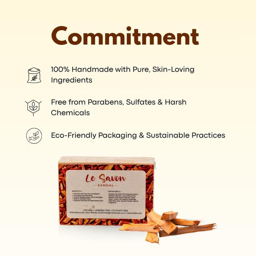 Le Savon Sandalwood Soap - Natural, Paraben Free, Sulphate Free view 3