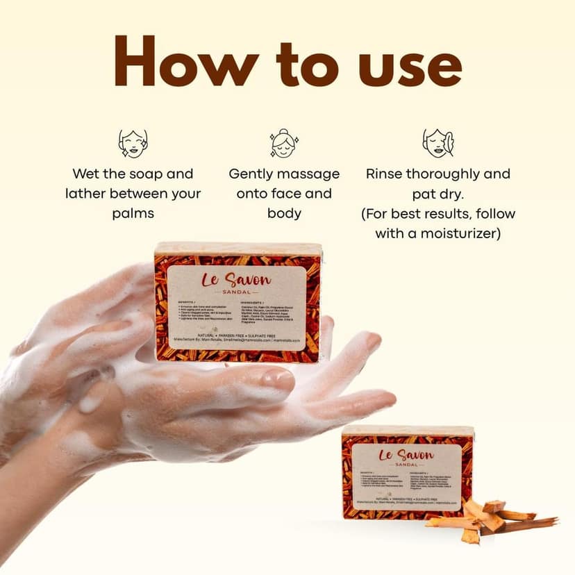 Le Savon Sandalwood Soap - Natural, Paraben Free, Sulphate Free view 5