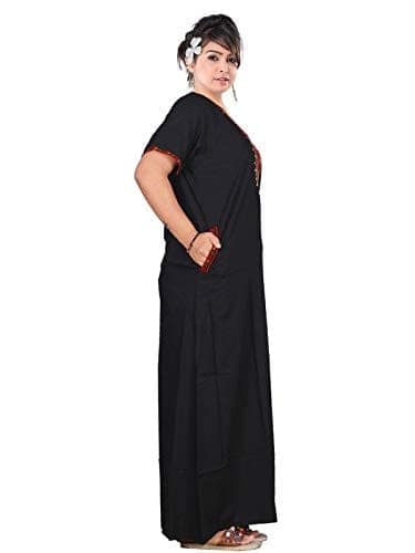 VALENCIA SLEEPWEAR Dimond Shap Embroidery Gown Maxi Nightwear Nighty Lizzy Bizzy Soft Fabric Length Night Slip view 2