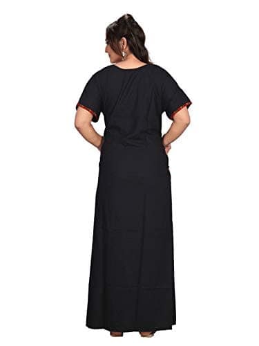 VALENCIA SLEEPWEAR Dimond Shap Embroidery Gown Maxi Nightwear Nighty Lizzy Bizzy Soft Fabric Length Night Slip view 4